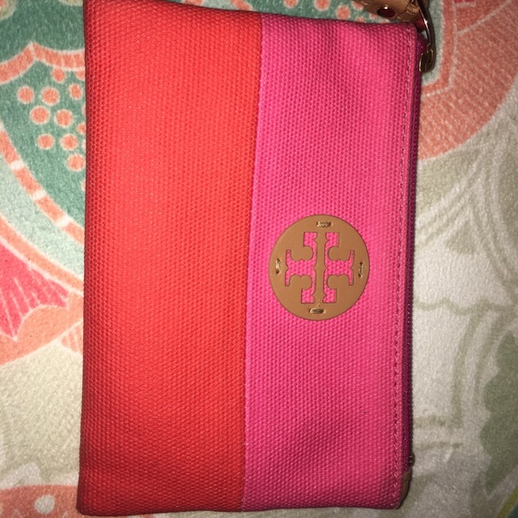 Tory Burch Red and Pink Clutch - Picture 1 of 8